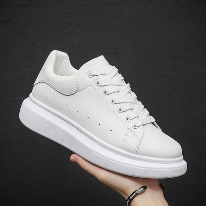 Men's Low-Top Sneakers White Lace-Up Trainers Minimalist Casual Everyday Walking Sport Comfort Streetwear Versatile Sable