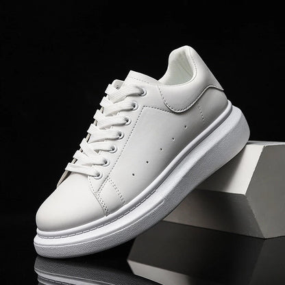 Men's Low-Top Sneakers White Lace-Up Trainers Minimalist Casual Everyday Walking Sport Comfort Streetwear Versatile Sable