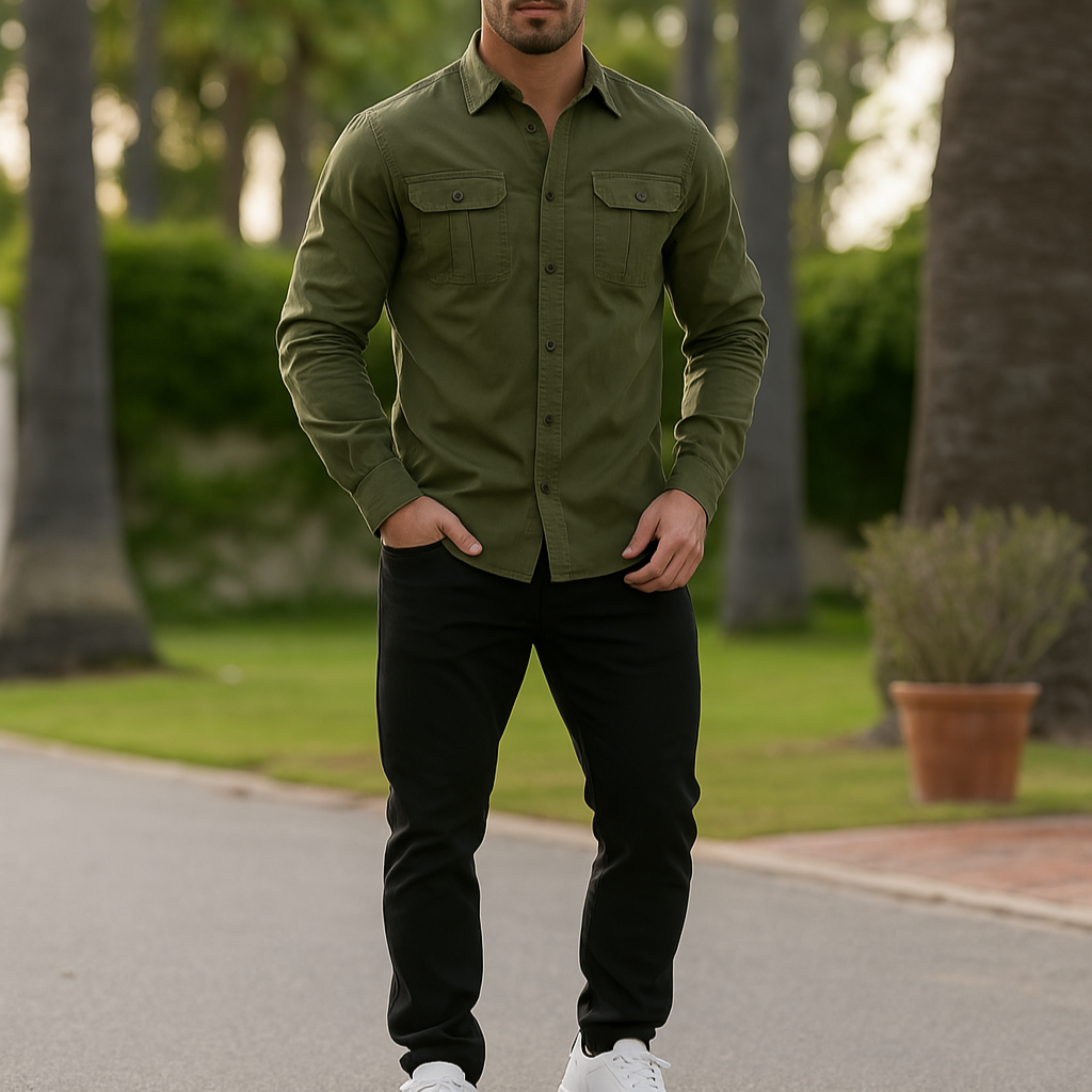 Men's Casual Button-Up Shirt Short-Sleeve Collared Relaxed Fit Everyday