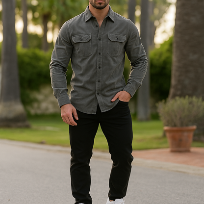 Men's Casual Button-Up Shirt Short-Sleeve Collared Relaxed Fit Everyday