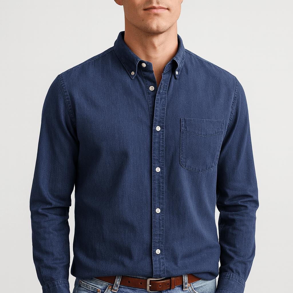 Men's Casual Button-Up Shirt Long Sleeve Classic Fit Versatile Everyday Wear