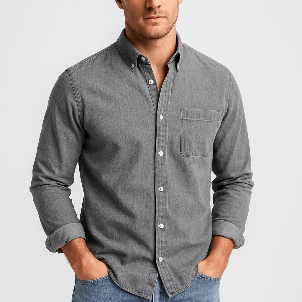 Men's Casual Button-Up Shirt Long Sleeve Classic Fit Versatile Everyday Wear
