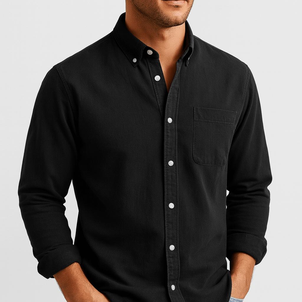 Men's Casual Button-Up Shirt Long Sleeve Classic Fit Versatile Everyday Wear