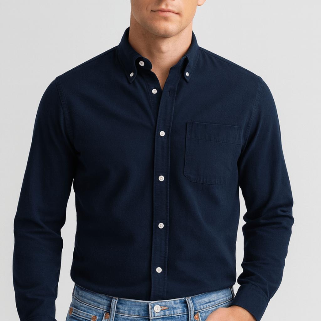 Men's Casual Button-Up Shirt Long Sleeve Classic Fit Versatile Everyday Wear