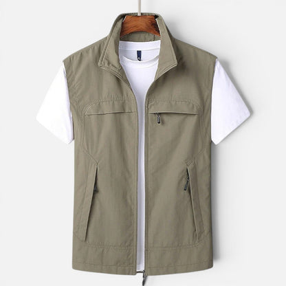 Men's Utility Vest Multi-Pocket Zip-Up Gilet Bodywarmer Functional Casual Outdoor Layering Everyday Streetwear Renton