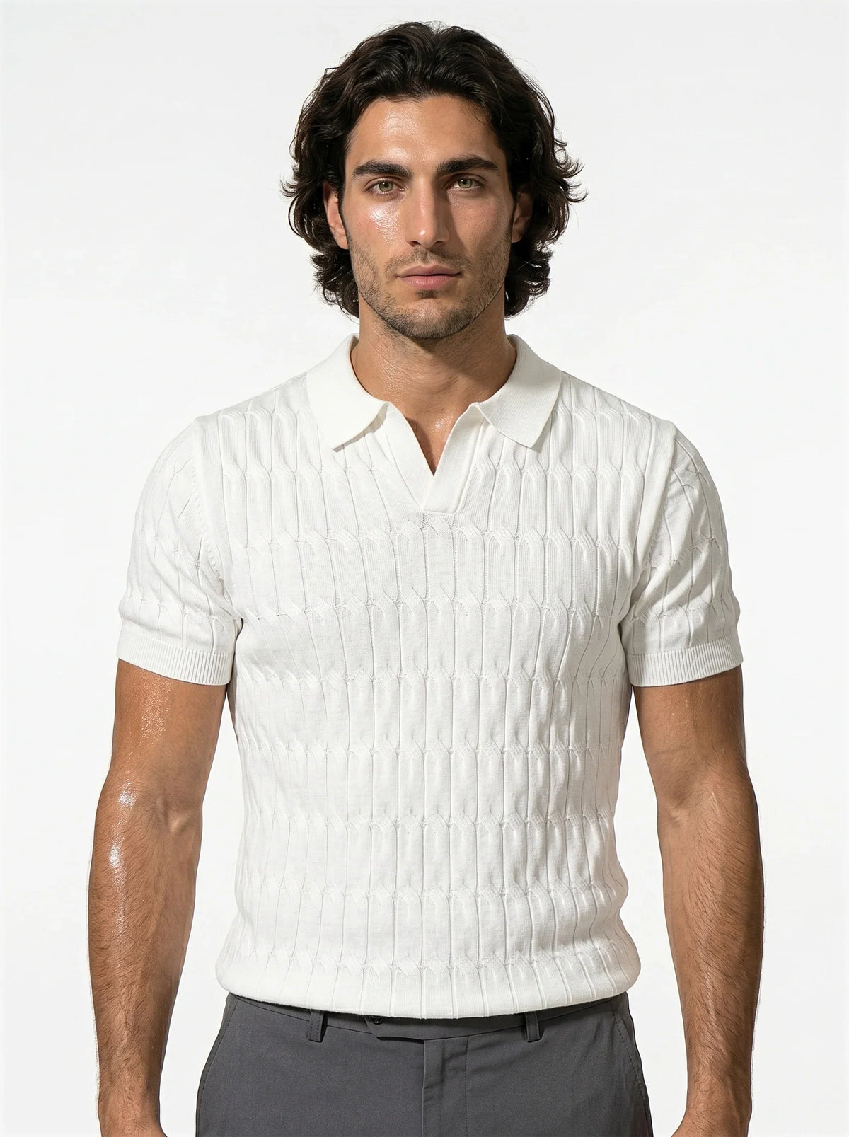 Men's Short-Sleeve Knitted Polo Shirt Classic Fit Collared Casual Everyday