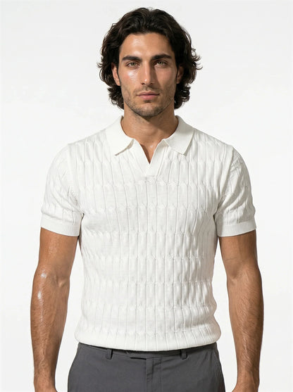 Men's Short-Sleeve Knitted Polo Shirt Classic Fit Collared Casual Everyday