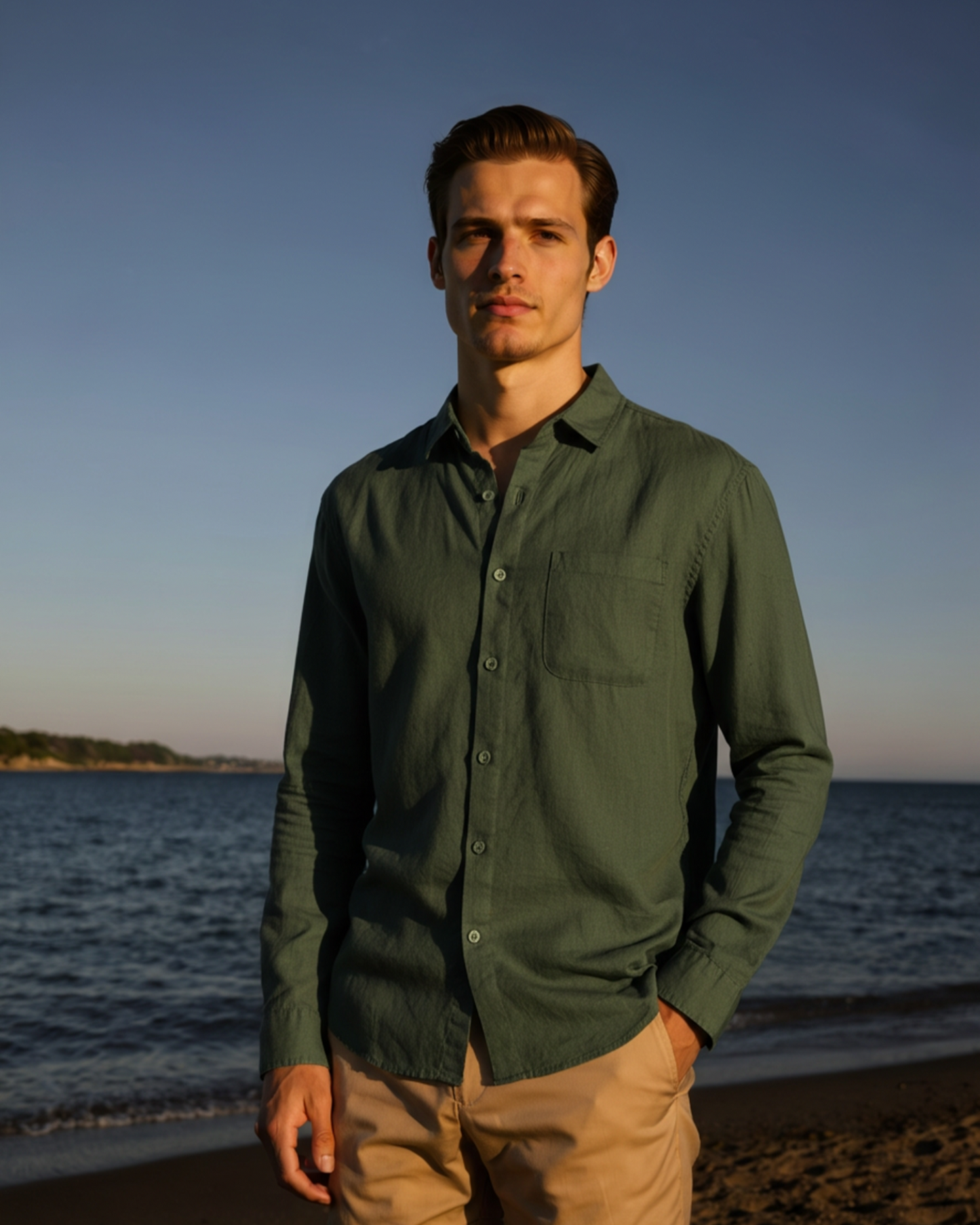 Men's Button-Up Shirt Classic Long-Sleeve Collared Casual Smart-Casual Office Everyday Relaxed Fit Versatile Corliss