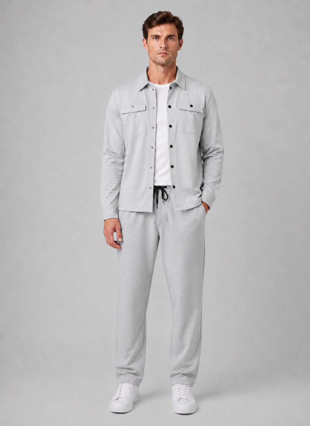 Men's Relaxed Fit Overshirt and Trousers Set Smart Casual Co-Ord Outfit