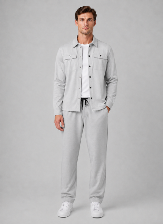 Men's Relaxed Fit Overshirt and Trousers Set Smart Casual Co-Ord Outfit