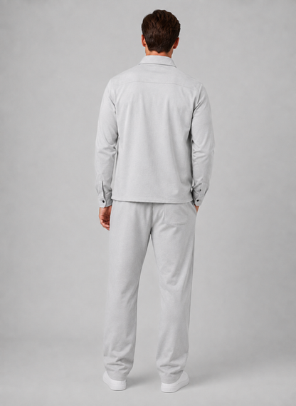 Men's Relaxed Fit Overshirt and Trousers Set Smart Casual Co-Ord Outfit