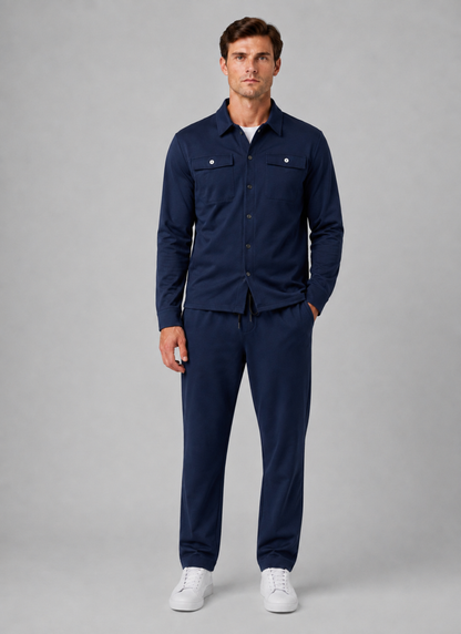 Men's Relaxed Fit Overshirt and Trousers Set Smart Casual Co-Ord Outfit