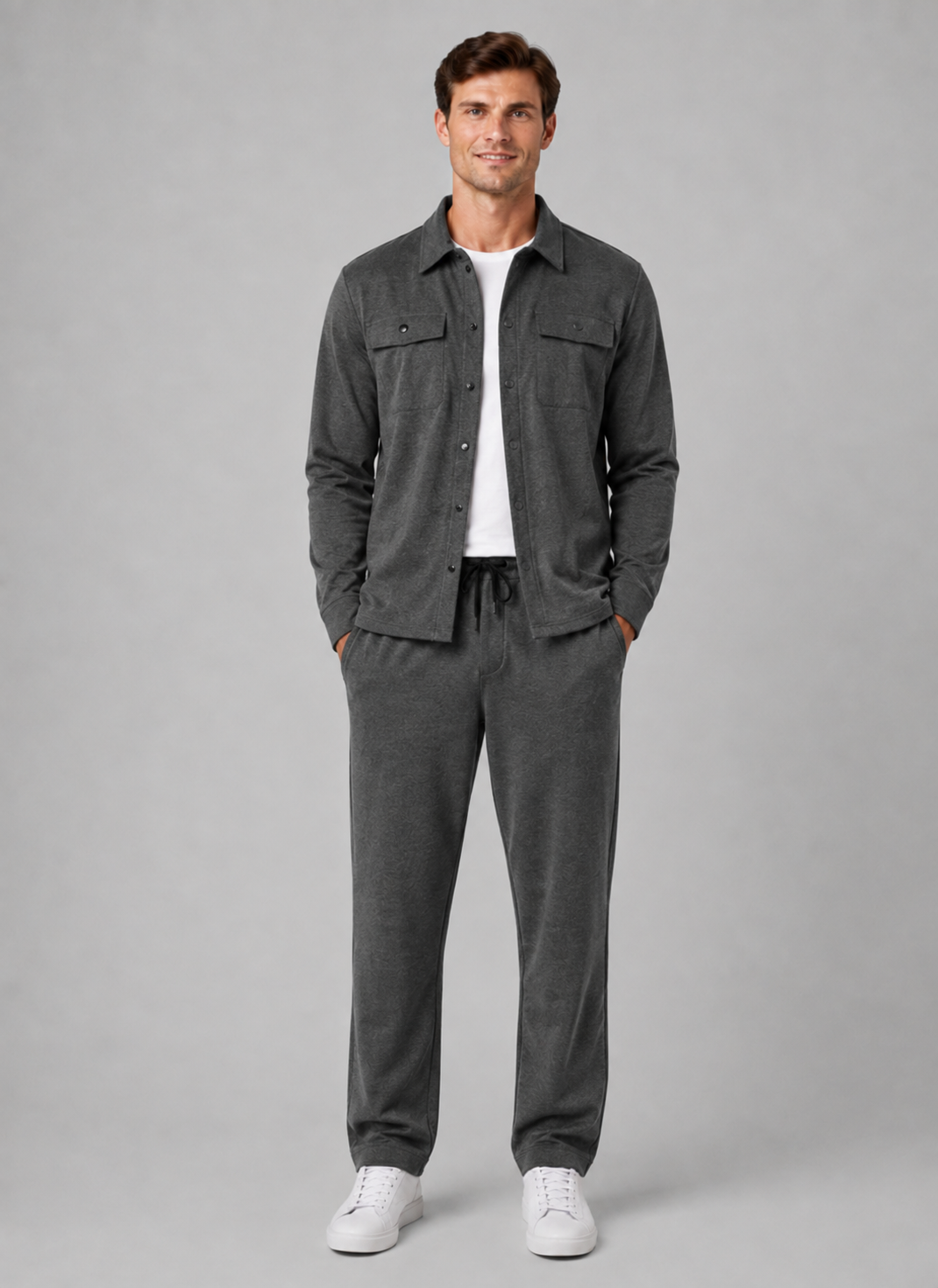 Men's Relaxed Fit Overshirt and Trousers Set Smart Casual Co-Ord Outfit