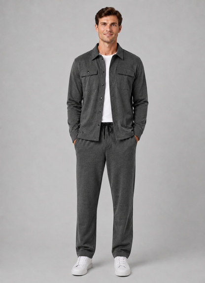 Men's Relaxed Fit Overshirt and Trousers Set Smart Casual Co-Ord Outfit