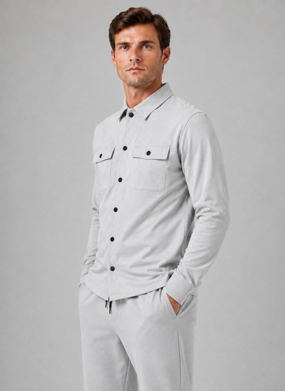 Men's Relaxed Fit Overshirt and Trousers Set Smart Casual Co-Ord Outfit