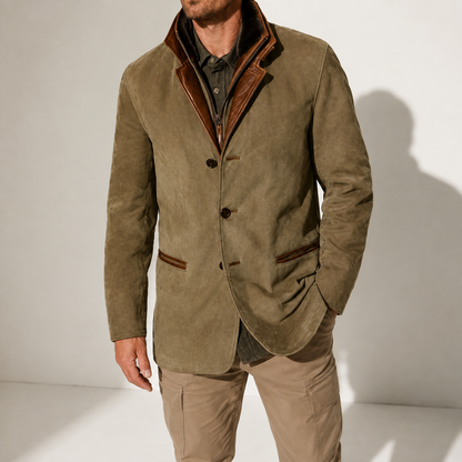 Men's Suede Stand Collar Jacket Smart Casual Stylish Outerwear Winter