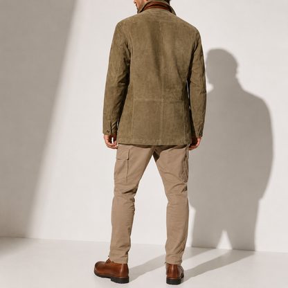 Men's Suede Stand Collar Jacket Smart Casual Stylish Outerwear Winter