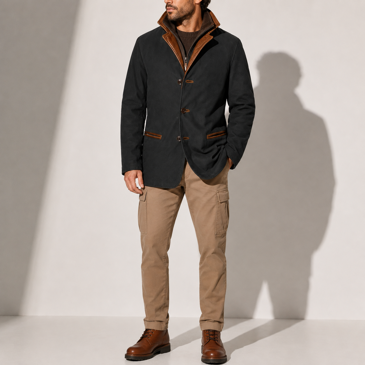 Men's Suede Stand Collar Jacket Smart Casual Stylish Outerwear Winter