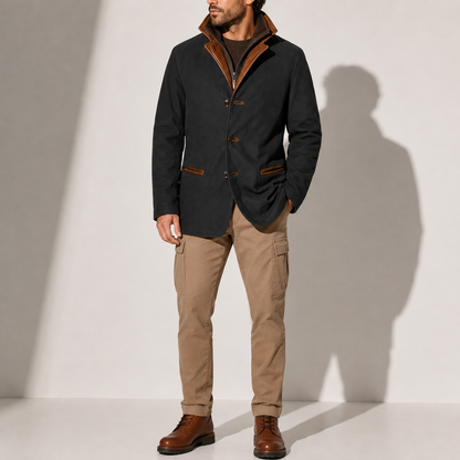 Men's Suede Stand Collar Jacket Smart Casual Stylish Outerwear Winter