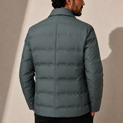 Men's Quilted Puffer Jacket Zip Closure Stand Collar Casual Layering