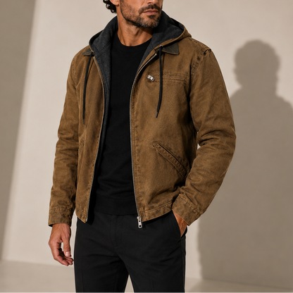 Men's Casual Hooded Jacket Fleece Lined Zip-Up Everyday Winter Wear