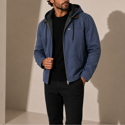 Men's Casual Hooded Jacket Fleece Lined Zip-Up Everyday Winter Wear