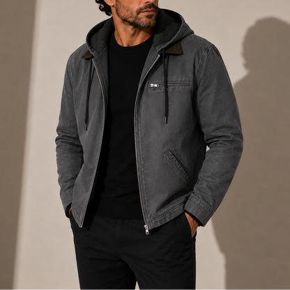 Men's Casual Hooded Jacket Fleece Lined Zip-Up Everyday Winter Wear