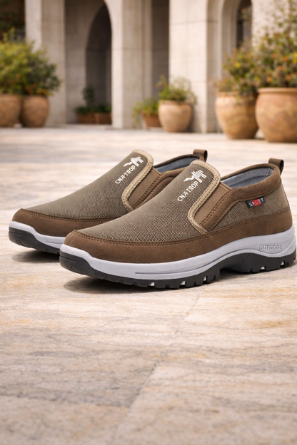 Men's Outdoor Walking Shoes Cushioned Grip Sole Lace-Up Trainers Casual Everyday Hiking Sport Comfort Versatile Bowen