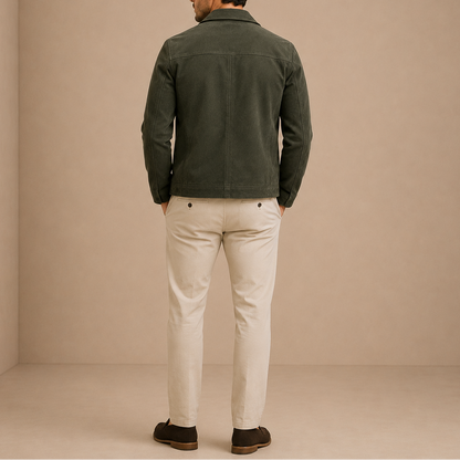 Men's Vintage Suede Jacket Zip-Up Casual Style Relaxed Fit Everyday Wear