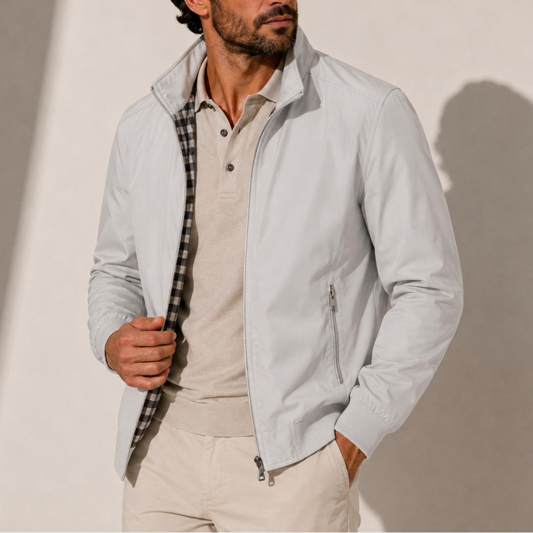 Men's Casual Bomber Jacket Stand Collar Zip-Up Versatile Everyday Wear