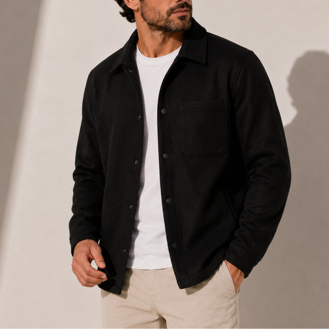 Men's Casual Button-Up Jacket Relaxed Fit Long Sleeve Versatile Everyday Wear