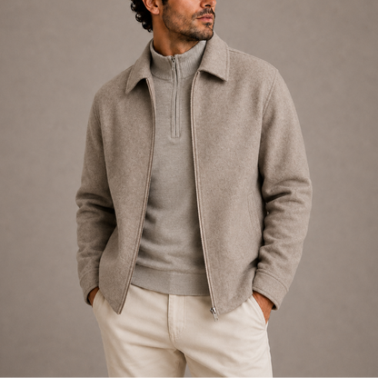 Men's Casual Zip-Up Jacket Collared Relaxed Fit Everyday Layering