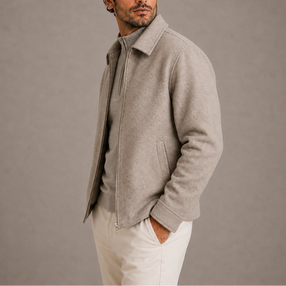 Men's Casual Zip-Up Jacket Collared Relaxed Fit Everyday Layering