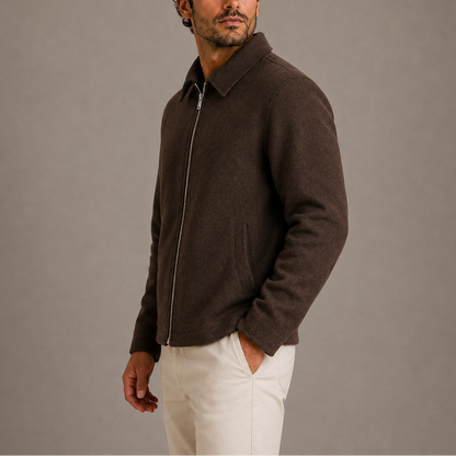 Men's Casual Zip-Up Jacket Collared Relaxed Fit Everyday Layering