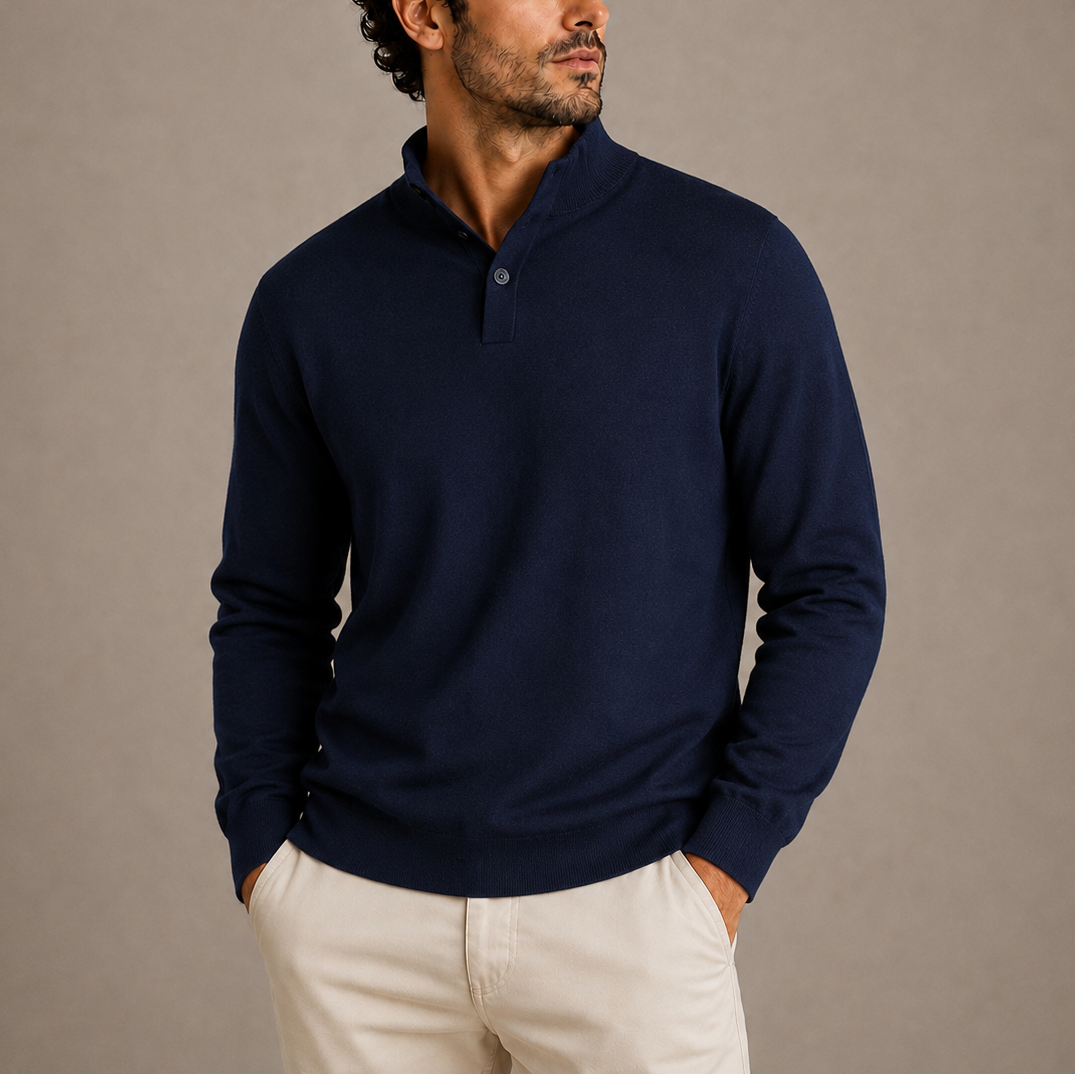 Men's Long Sleeve Knit Polo Sweater Classic Fit Collared Casual Everyday