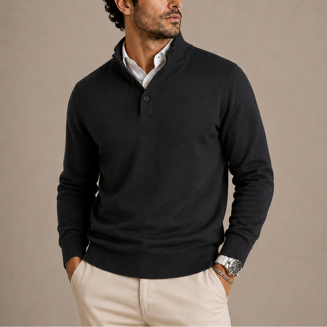 Men's Long Sleeve Knit Polo Sweater Classic Fit Collared Casual Everyday