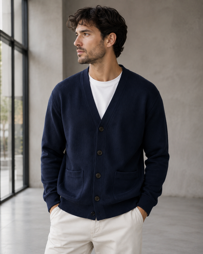 Men's Button-Front Cardigan Classic Fit Long Sleeve Casual Layering