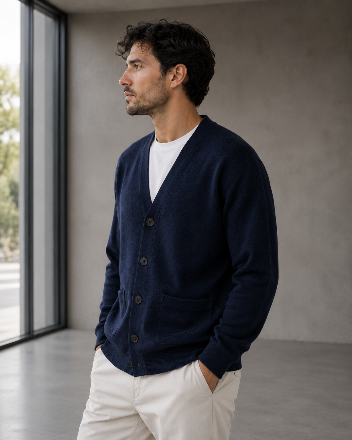 Men's Button-Front Cardigan Classic Fit Long Sleeve Casual Layering