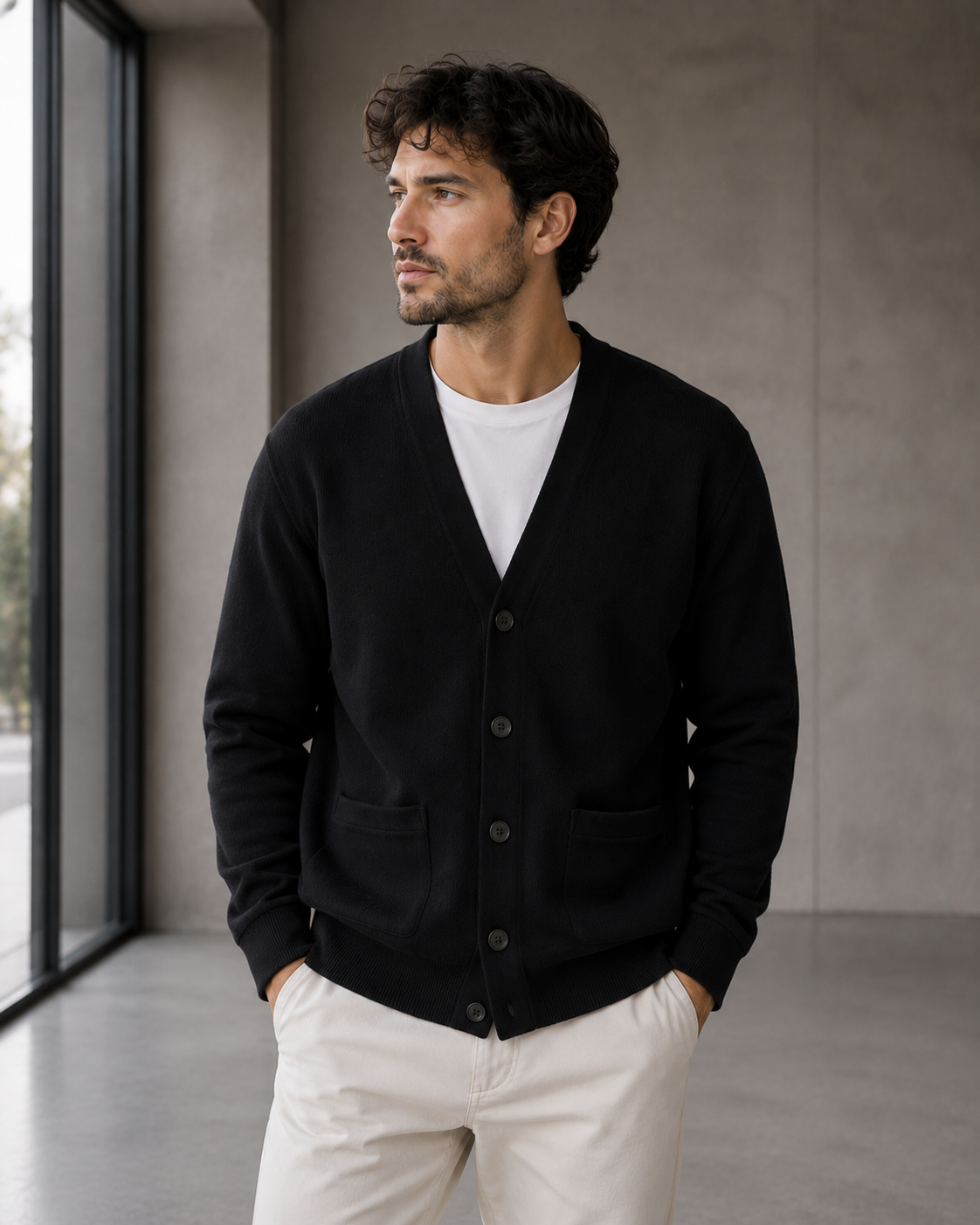 Men's Button-Front Cardigan Classic Fit Long Sleeve Casual Layering