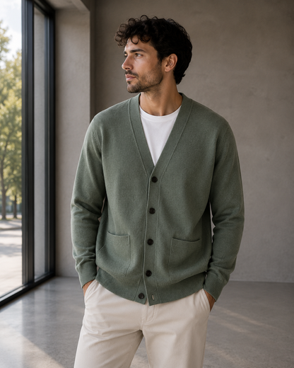 Men's Button-Front Cardigan Classic Fit Long Sleeve Casual Layering