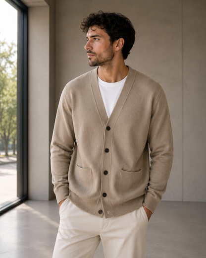 Men's Button-Front Cardigan Classic Fit Long Sleeve Casual Layering