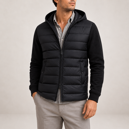 Men's Hooded Puffer Jacket Insulated Zip Closure Casual Everyday Wear