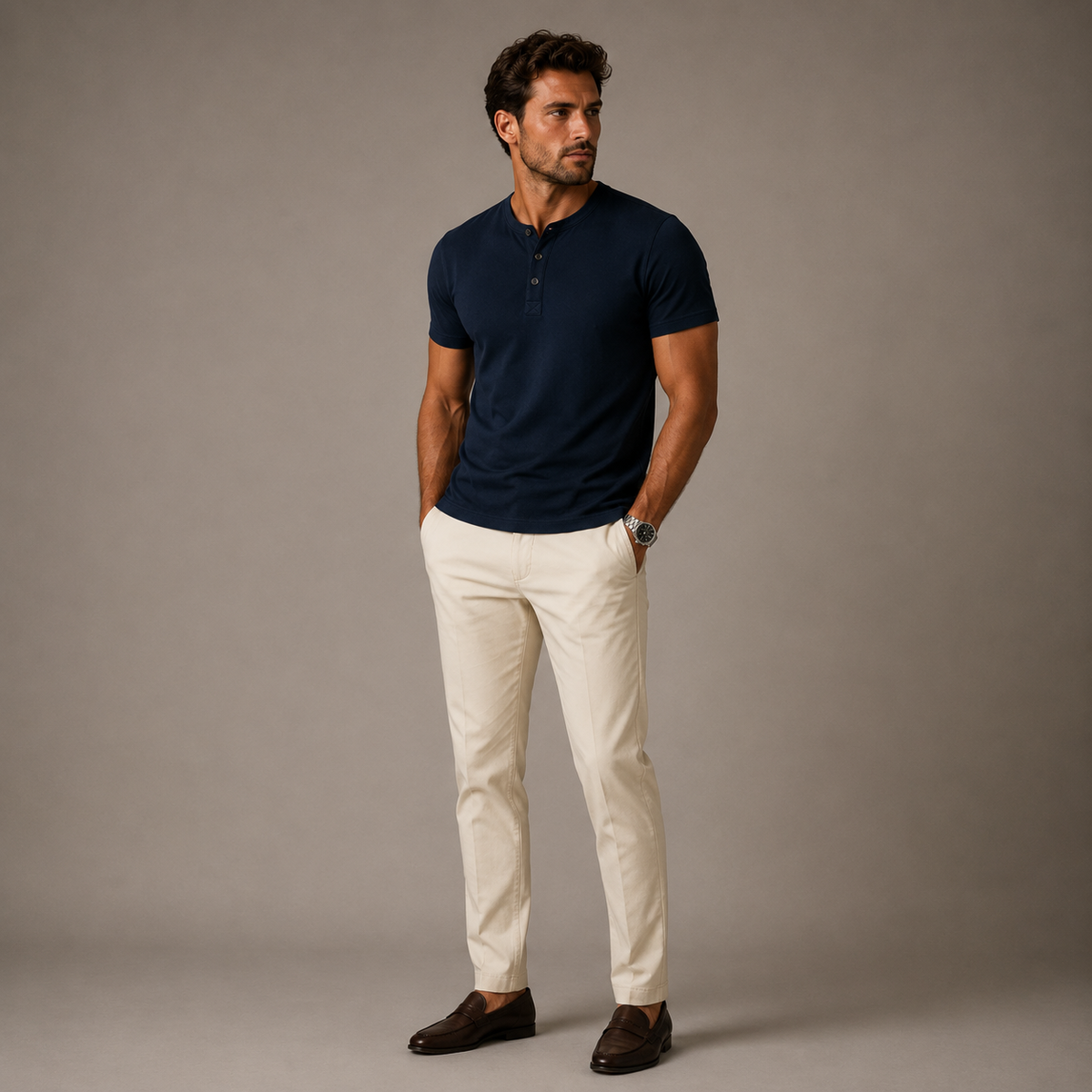 Men's Casual Henley Polo Shirt Short-Sleeve Collared Button Placket Relaxed Fit Summer Holiday Beach Everyday Smart-Casual
