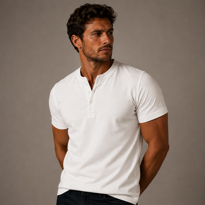 Men's Casual Henley Polo Shirt Short-Sleeve Collared Button Placket Relaxed Fit Summer Holiday Beach Everyday Smart-Casual