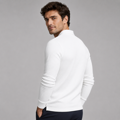 Men's Ribbed Polo Sweater Long Sleeve Collared Casual Everyday Wear