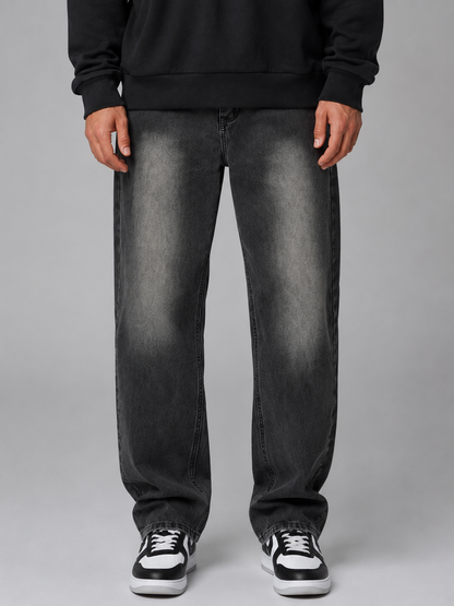 Men's Relaxed Fit Straight Leg Jeans Classic Vintage Wash Casual Everyday Trousers