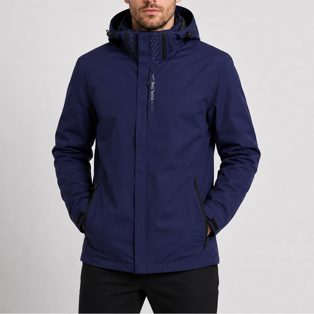 Men's Outdoor Rain Jacket Packable Hooded Design Versatile Travel Wear