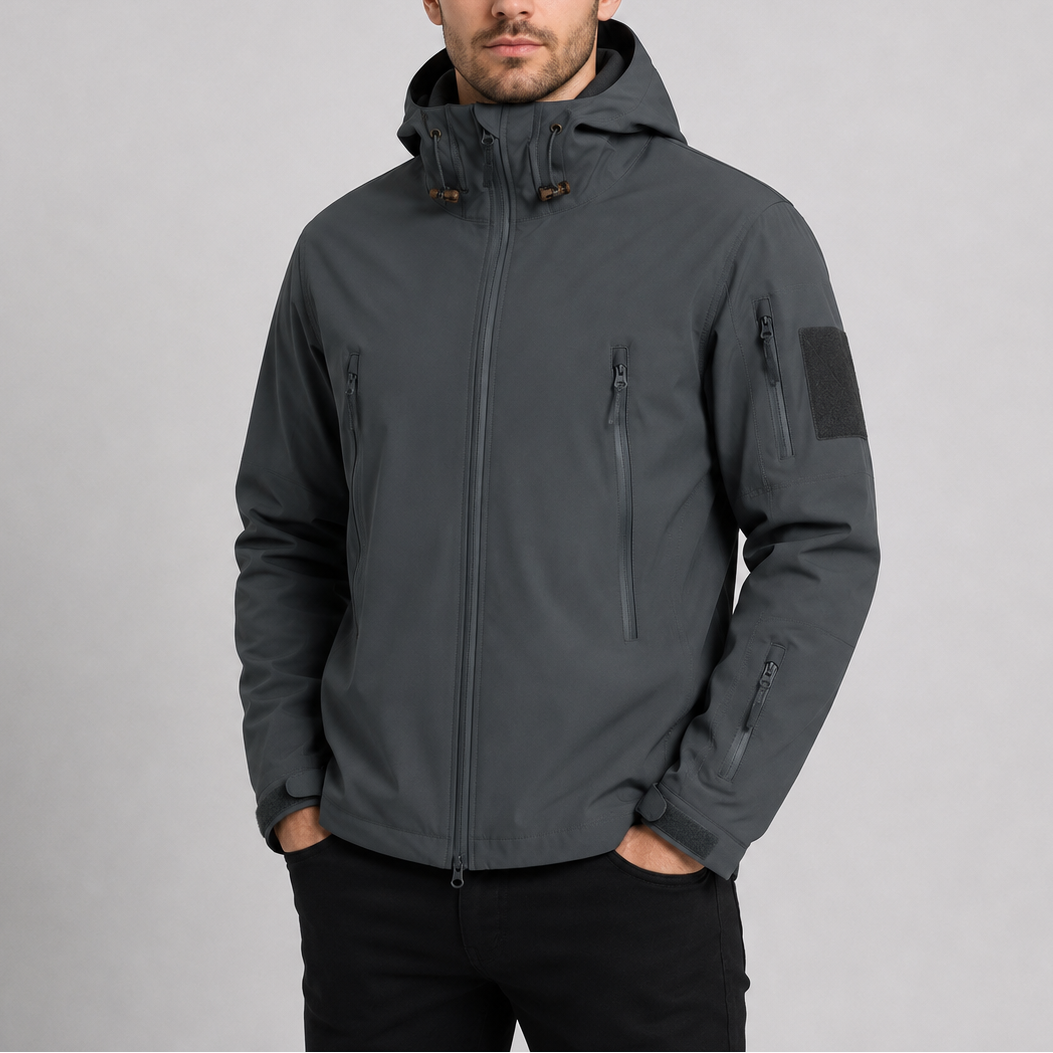 Men's Tactical Softshell Jacket Hooded Windproof Outdoor Layering Coat