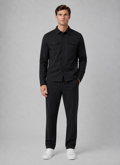 Men's Relaxed Fit Overshirt and Trousers Set Smart Casual Co-Ord Outfit