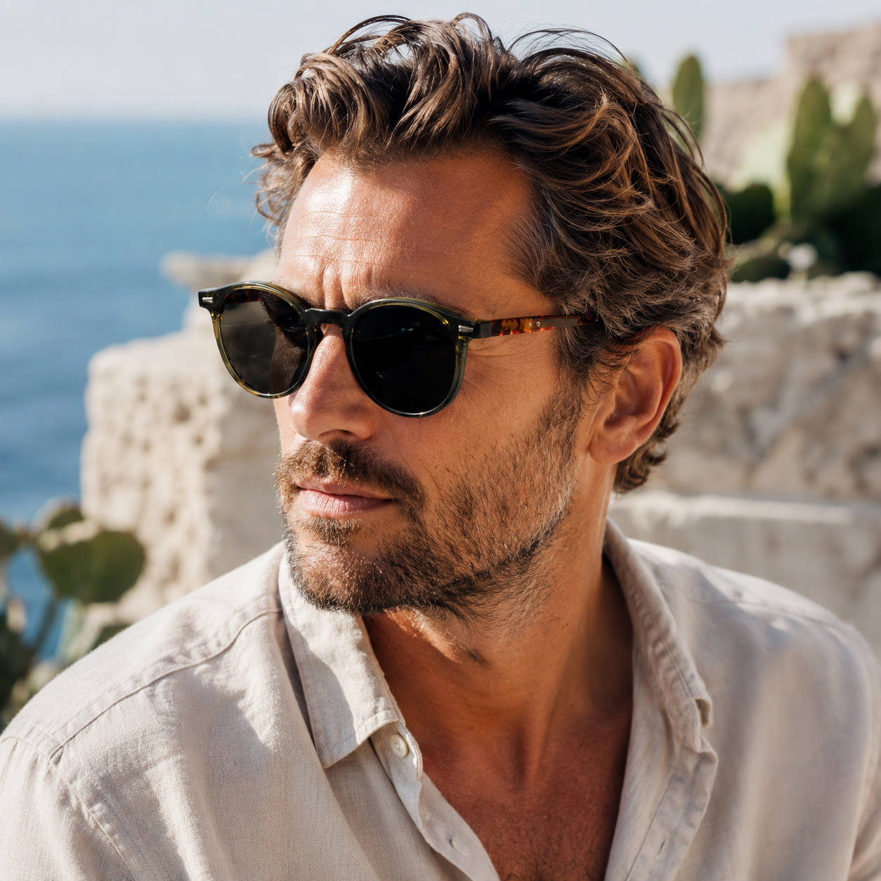 Men's Round Sunglasses Polarized Tinted Lens Retro Fashion Casual Beach Holiday Everyday Driving